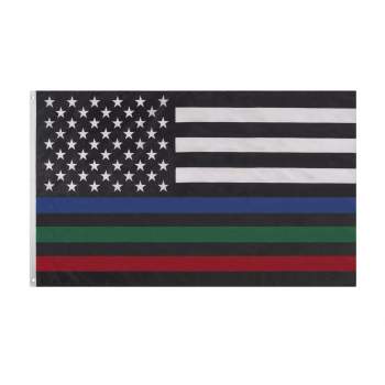 Rothco Thin Red, Blue, and Green Line US Flag 3' x 5', Style 14459